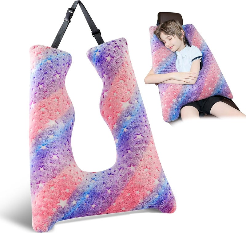FAIORD Car Pillow for Kids, Travel Pillow with Adjustable Strap, Kids Floor Pillows Cushions for Adults and Children to Support Head and Body Road Trip Essentials (Multicolor) - Image 1